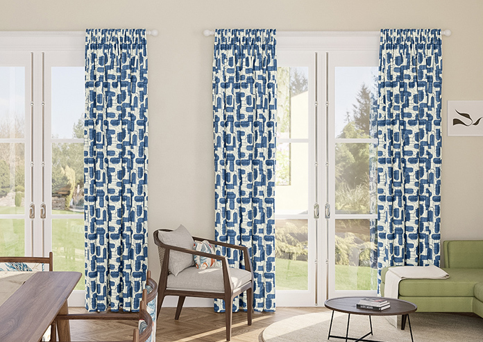 Meander, Navy - Made to Measure Curtains - Image 3